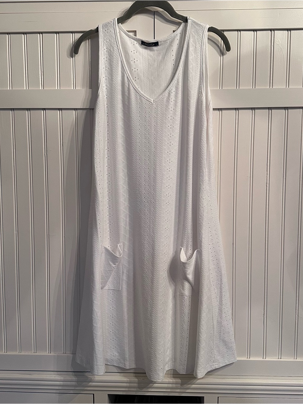 Ofeefan White Eyelet Sleeveless Dress